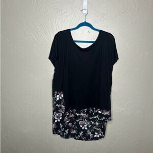 Torrid Plus Size 4 Black Floral Chiffon Lace Mixed Media Blouse